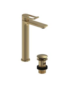 Saffron Tall Basin Mixer with Waste Brushed Brass