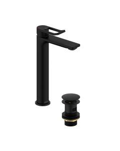Saffron Tall Basin Mixer with Waste Matt Black