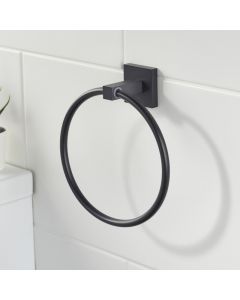 Square Towel Ring Matt Black