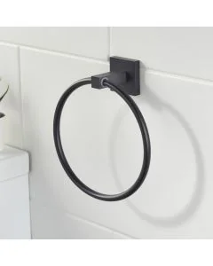 Square Towel Ring Matt Black