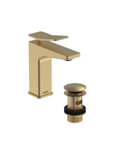 Tangram Basin Mixer with Clicker Waste Brushed Brass