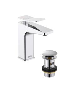 Tangram Basin Mixer with Clicker Waste Chrome