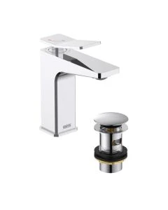 Tangram Basin Mixer with Clicker Waste Chrome