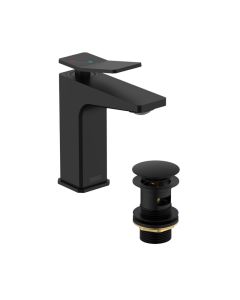 Tangram Basin Mixer with Clicker Waste Matt Black