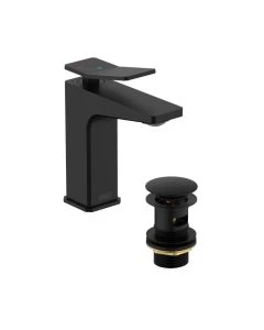 Tangram Basin Mixer with Clicker Waste Matt Black