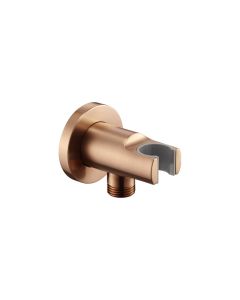 Wall Outlet Elbow With Handset Holder Brushed Bronze