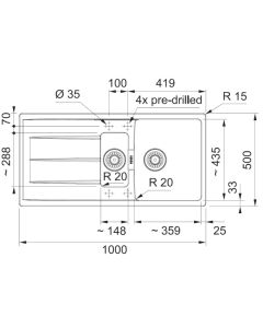 Franke Centro 1.5 Bowl Inset Sink Stone Grey
