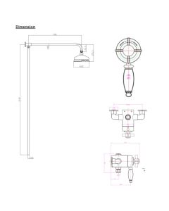 CHURCHMAN EXPOSED THERMOSTIC SHOWER VALVE & RISER KIT (130mm HEAD)GOLD