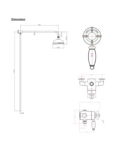 CHURCHMAN EXPOSED THERMOSTIC SHOWER VALVE &amp; RISER KIT (130mm HEAD)GOLD