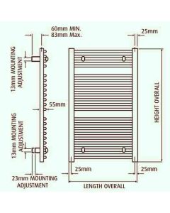 Design Curved 400 x 1600 Chrome Towel Rail