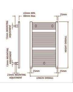 Design Flat 600 x 800 Chrome Towel Rail