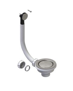 90mm Strainer Waste Round Overflow Brushed Steel