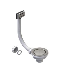 90mm Strainer Waste Square Overflow Brushed Steel