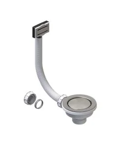 90mm Strainer Waste Square Overflow Brushed Steel