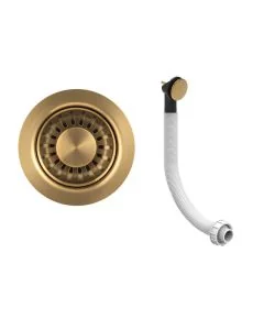 90mm Strainer Waste Round Overflow Artisan Brass