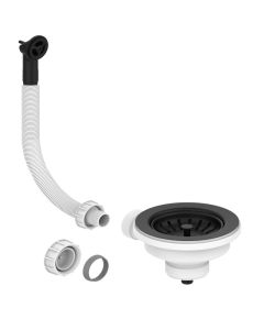 90mm Strainer Waste Round Overflow Matt Black