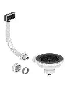 90mm Strainer Waste Square Overflow Matt Black