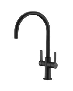 Auva Twin Lever Sink Mixer Swivel Spout Matt Black