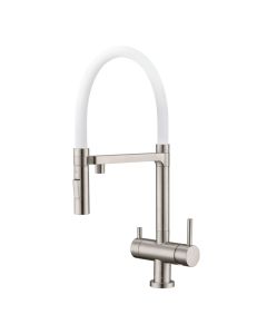 Bellatrix Mixer and Cold Filter Brushed Nickel White Silicon Spout