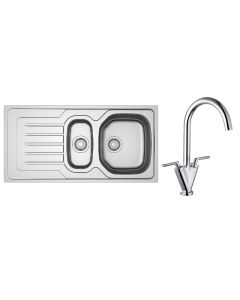 Bolero 1.5 Bowl Inset Kitchen Sink & Chrome Vitro Tap
