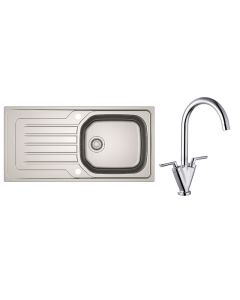 Bolero 1 Large Bowl Inset Kitchen Sink & Chrome Vitro Tap