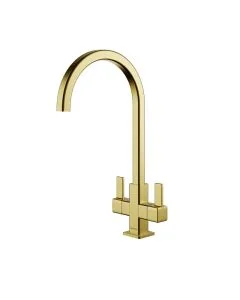 Cherika J Spout Kitchen Sink Mixer Brushed Brass