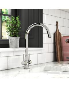Davina Twin Lever Sink Mixer Swivel Spout Chrome