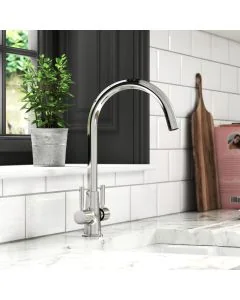Davina Twin Lever Sink Mixer Swivel Spout Chrome