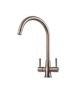 Davina Twin Lever Sink Mixer Swivel Spout Brushed Nickel