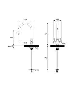 Davina Twin Lever Sink Mixer Swivel Spout Brushed Nickel