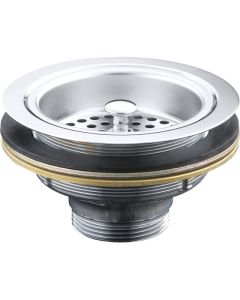 90mm Deluxe Strainer Waste Square Overflow Chrome