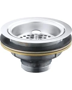 90mm Deluxe Strainer Waste Square Overflow Chrome
