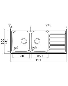 Indio Double Bowl Kitchen Sink Stainless Steel