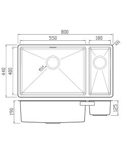 Jazz 1.5 Large Bowl LH Kitchen Sink Stainless Steel