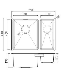 Jazz 1.5 Small Bowl LH Kitchen Sink Stainless Steel