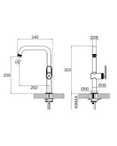 Juno Monobloc Mixer Kitchen Tap Matt Black