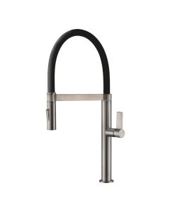 Meridian Single Flow Monobloc Brushed Nickel & Black Spout