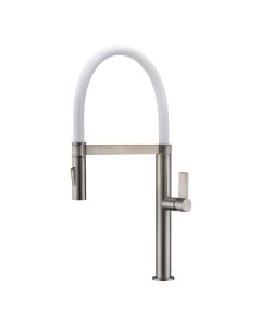 Meridian Single Flow Monobloc Brushed Nickel & White Spout