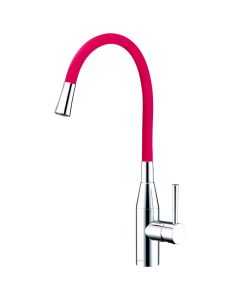 Morpho Single Lever Flex Spout Mixer Red/Chrome