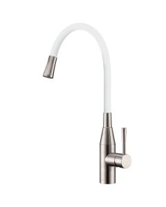 Morpho Single Lever Flex Spout Mixer White/Brushed Nickel