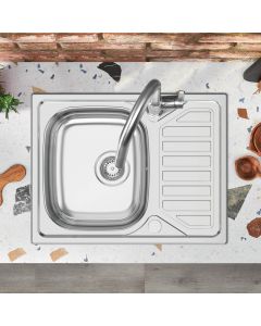 Okio 1 Bowl Small Drainer Kitchen Sink Stainless Steel