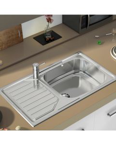 Okio Large Bowl Small Drainer Kitchen Sink Stainless Steel