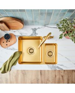 Salsa PVD SA55LBB Undermount 1.5 Bowl Sink Brass RHSB