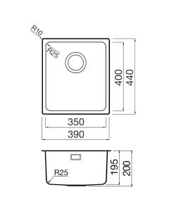 Salsa PVD SA35BB Undermount 1 Bowl Sink Brass