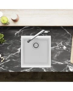 Siena 1 Medium Bowl Inset or Undermount Sink Polar White