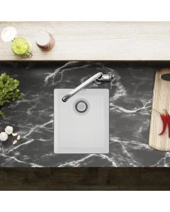 Siena 1 Small Bowl Inset or Undermount Sink Polar White