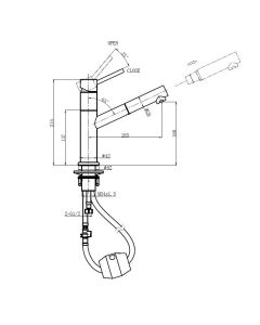 Sirius Top Lever Monobloc Mixer With Pull Out Aerator