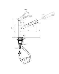 Sirius Top Lever Monobloc Mixer With Pull Out Aerator
