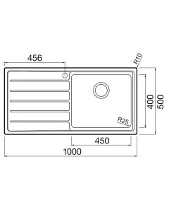 Solar 1 Large Bowl LHD Inset Sink Stainless Steel