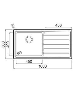 Solar 1 Large Bowl RHD Inset Sink Stainless Steel